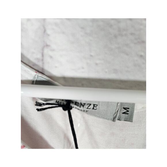 Tendenze Tank Top 100% Silk Blouse White Pink Polka Dot Sheer Silk NWT Med - Picture 4 of 8